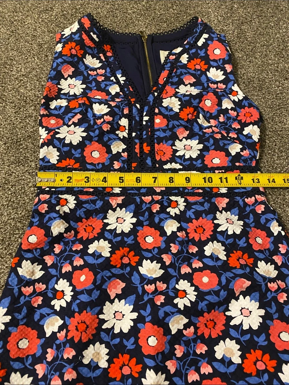 kate spade Navy Floral V-Neck Mini Dress with Red & White Blooms